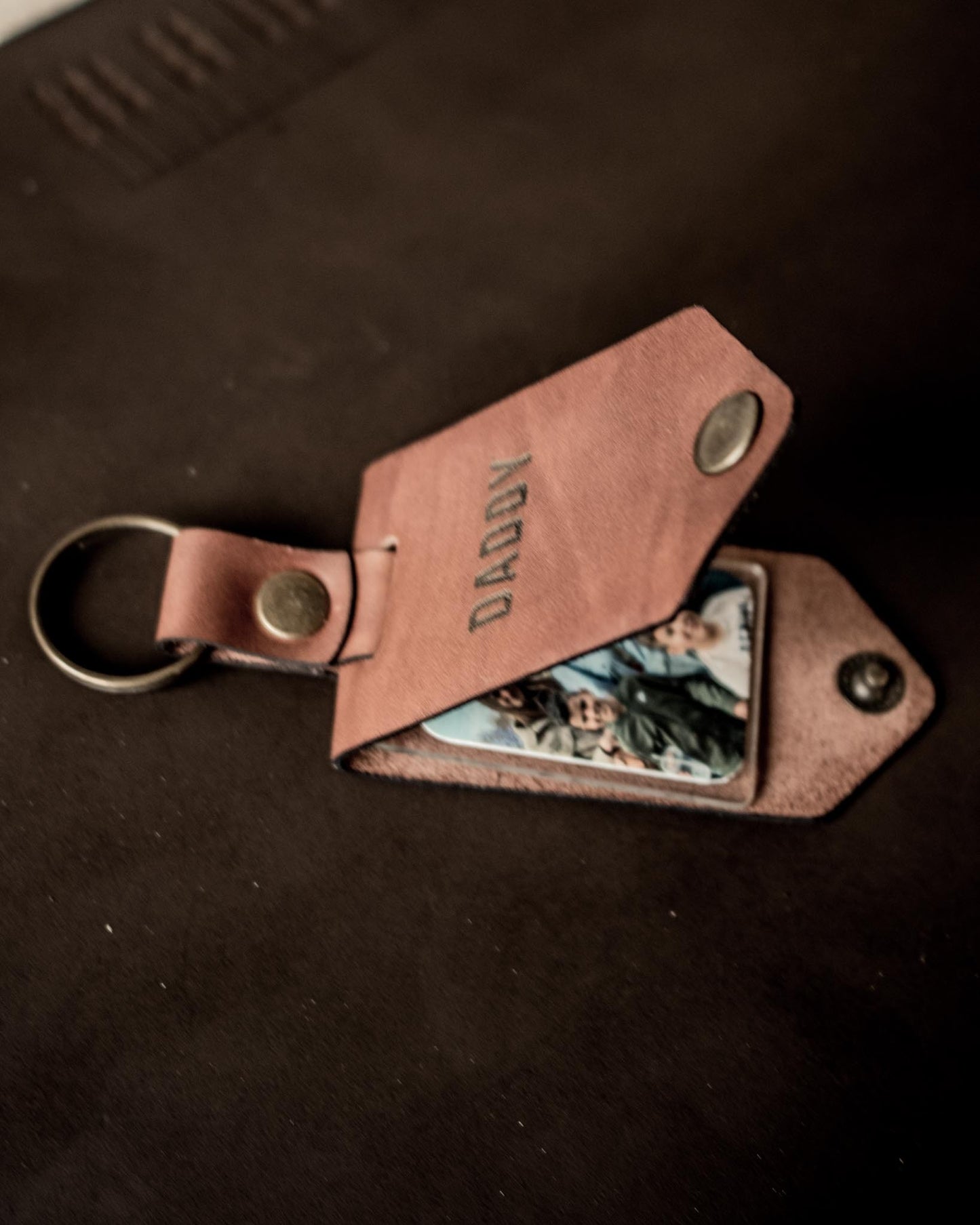 Leather Keychains Ring Daddy and Mommy